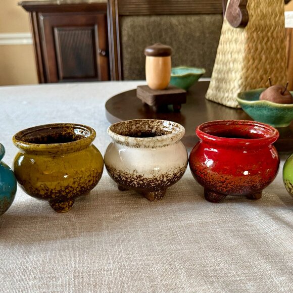 Succulent Plant Pots Glazed Ceramic Planter Small Planters Drainage Set of 5 - Picture 9 of 9